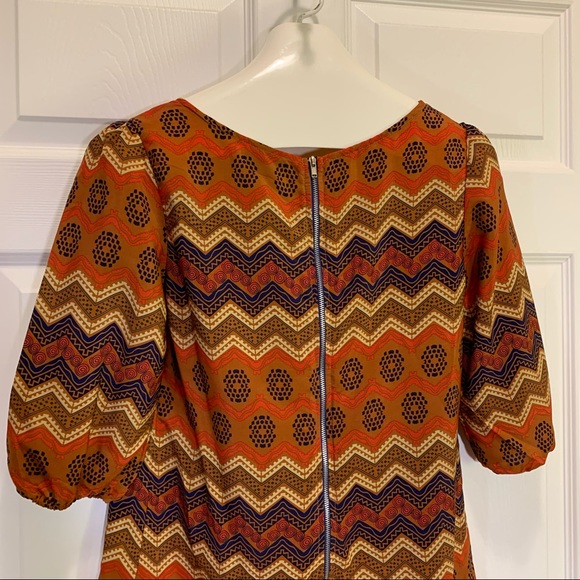 Rue 21 Brown Orange Navy Shift Dress Size M - Picture 5 of 7